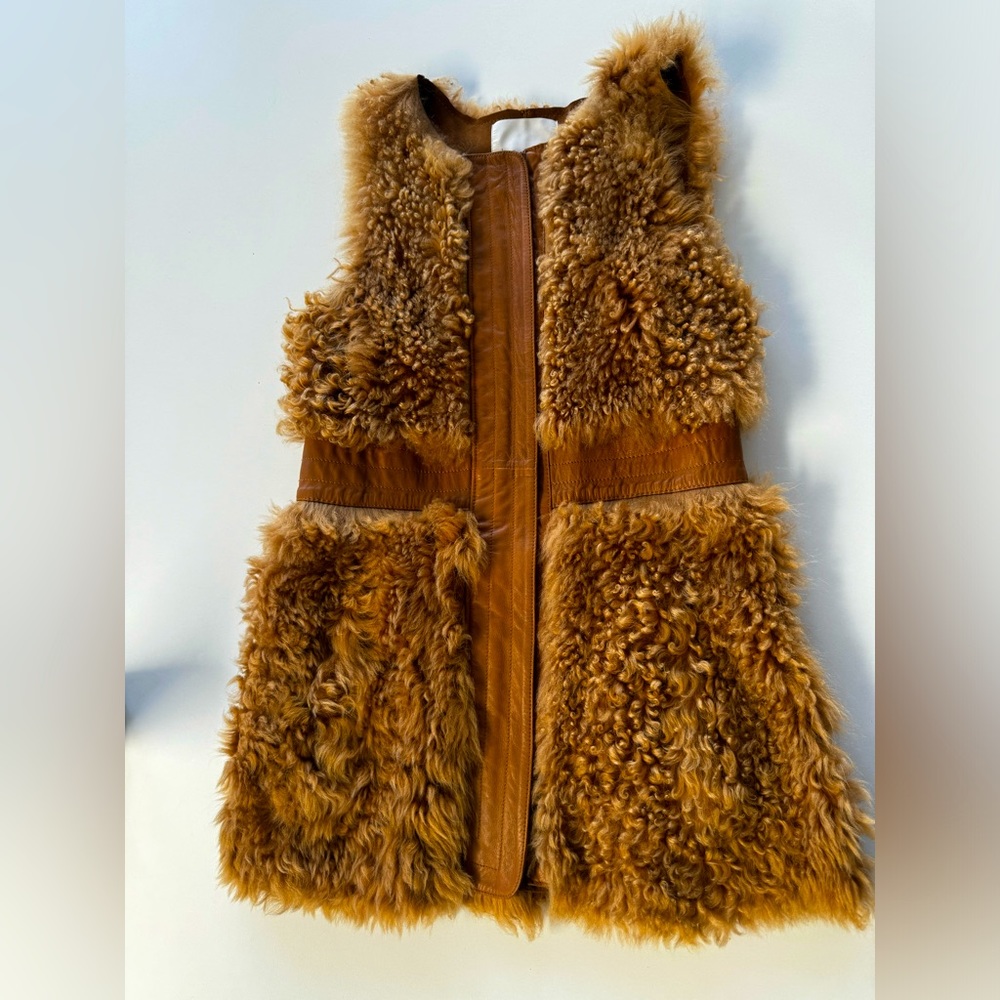 Genuine fur/ leather vest , size M